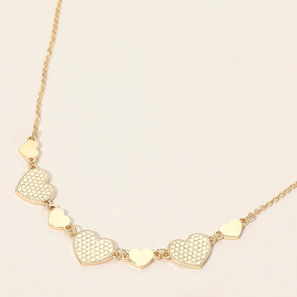 Gold Heart Pendant Necklace Chain Multi Casual Valentines Day Jewelry Gift Metal